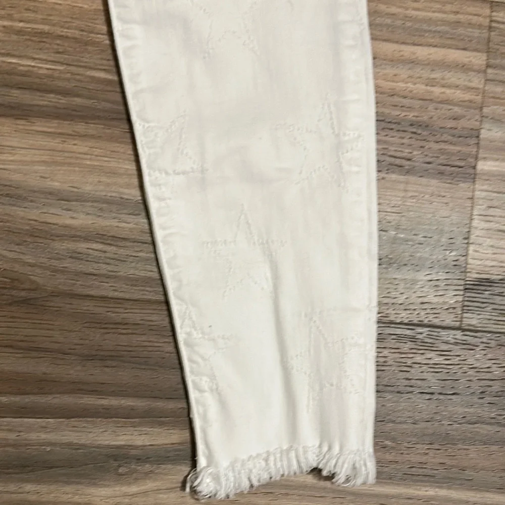 William Rast Ankle Skinny Jeans Womens 26 White Distressed Embroidered Star